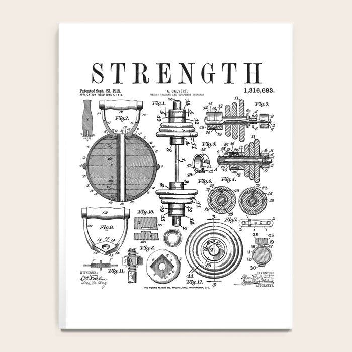 Gym Fitness Workout Dumbbell Kettlebell Vintage Patent Print Notebook Gallery Image 4