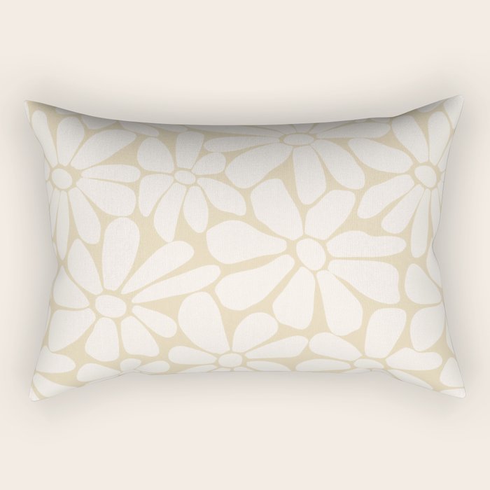 Retro Floral Neutral - Off-White and Beige Rectangular Pillow Gallery Image 2