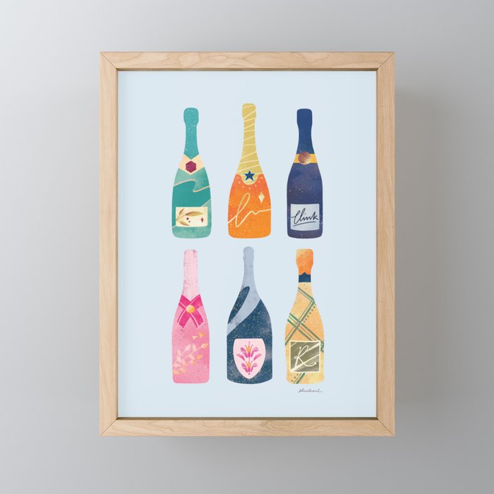 Champagne Bottles - Blue Ver. Mini Art Print Gallery Image 1