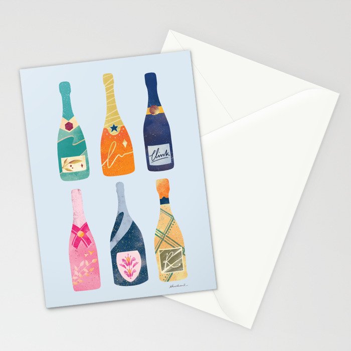 Champagne Bottles - Blue Ver. Stationery Card Gallery Image 2