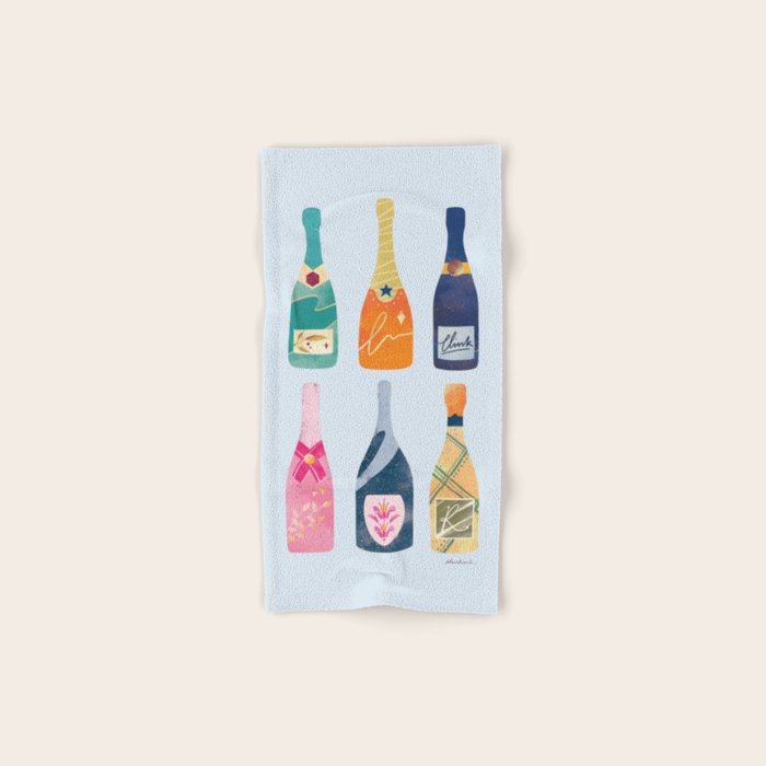 Champagne Bottles - Blue Ver. Bath Towel Gallery Image 1