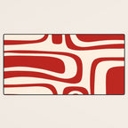 Palm Springs Retro Mid-Century Modern Abstract Minimalist Pattern Red and Almond Cream Desk Mat Gallery Image 3
