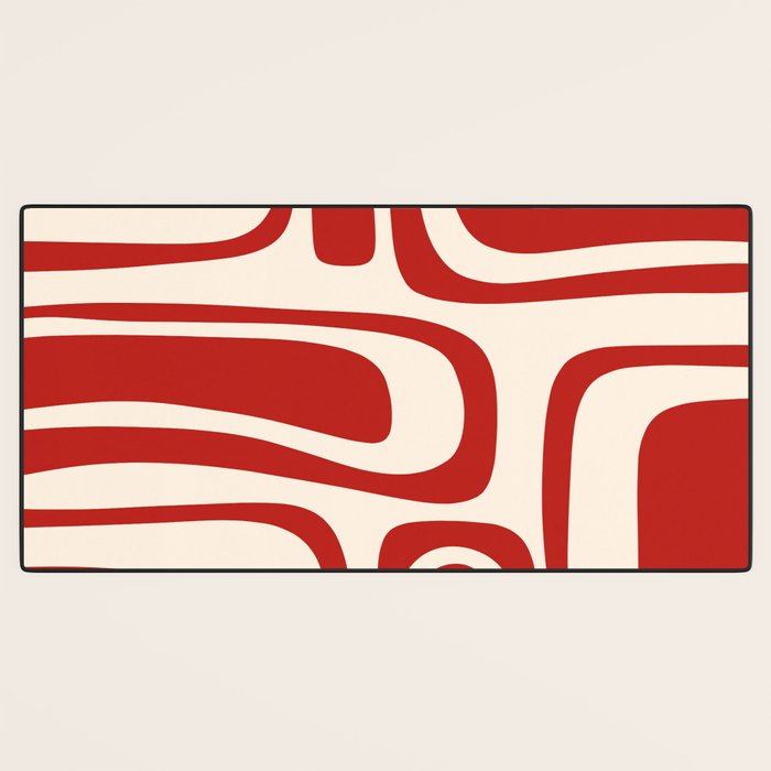 Palm Springs Retro Mid-Century Modern Abstract Minimalist Pattern Red and Almond Cream Desk Mat Gallery Image 3