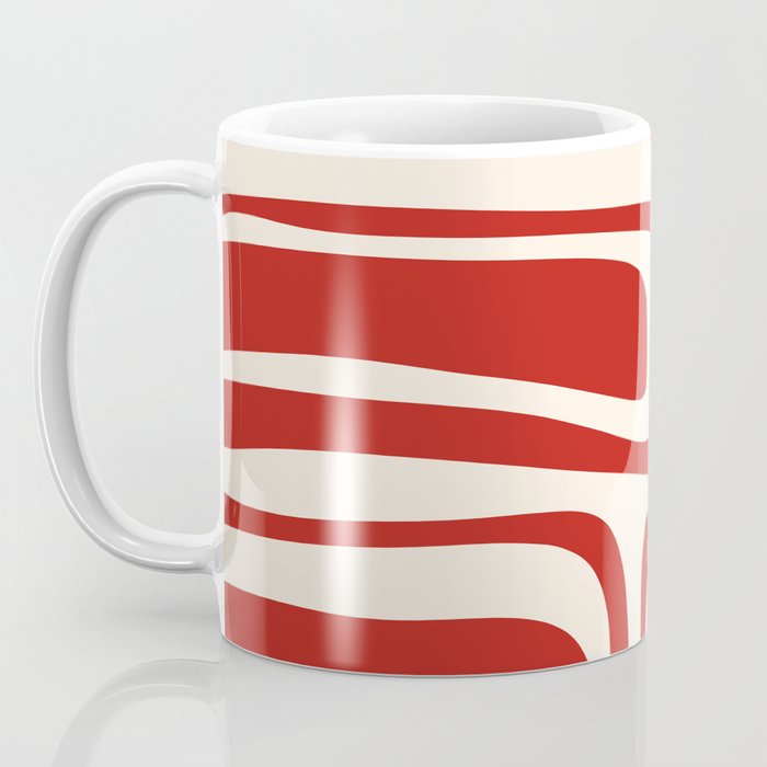 Palm Springs Retro Mid-Century Modern Abstract Minimalist Pattern Red and Almond Cream Coffee Mug Gallery Image 3