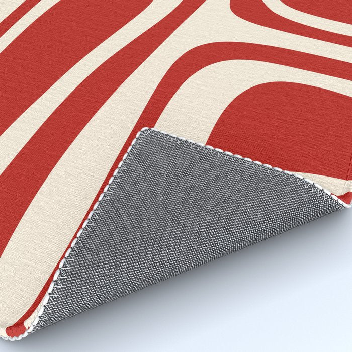 Palm Springs Retro Mid-Century Modern Abstract Minimalist Pattern Red and Almond Cream Rug Gallery Image 4