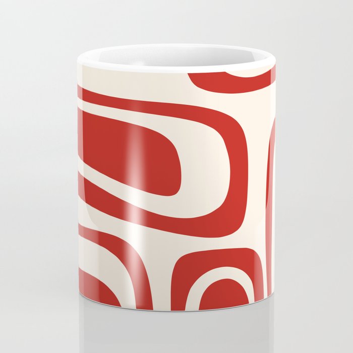 Palm Springs Retro Mid-Century Modern Abstract Minimalist Pattern Red and Almond Cream Coffee Mug Gallery Image 4