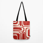 Palm Springs Retro Mid-Century Modern Abstract Minimalist Pattern Red and Almond Cream Tote Bag Gallery Image 2