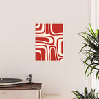 Palm Springs Retro Mid-Century Modern Abstract Minimalist Pattern Red and Almond Cream Poster Gallery Image 2