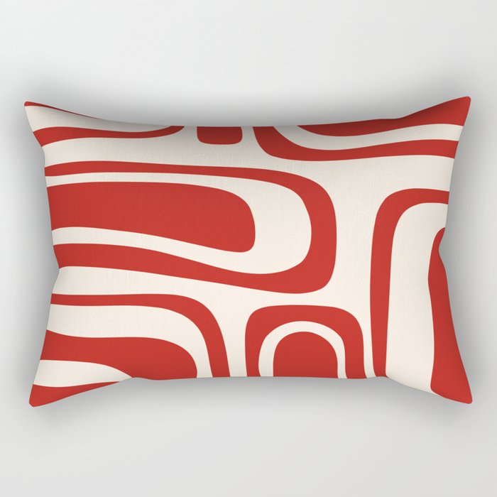 Palm Springs Retro Mid-Century Modern Abstract Minimalist Pattern Red and Almond Cream Rectangular Pillow Gallery Image 1