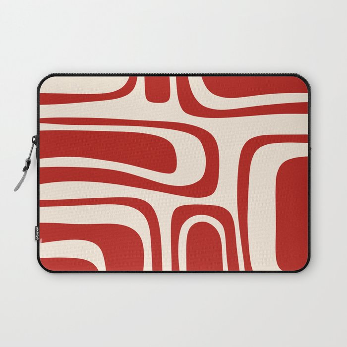 Palm Springs Retro Mid-Century Modern Abstract Minimalist Pattern Red and Almond Cream Laptop Sleeve Gallery Image 1
