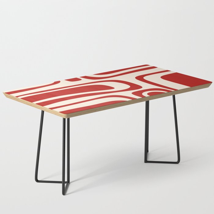 Palm Springs Retro Mid-Century Modern Abstract Minimalist Pattern Red and Almond Cream Coffee Table Gallery Image 1