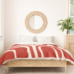 Palm Springs Retro Mid-Century Modern Abstract Minimalist Pattern Red and Almond Cream Duvet Cover Gallery Image 3
