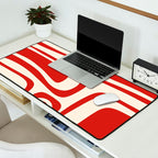 Palm Springs Retro Mid-Century Modern Abstract Minimalist Pattern Red and Almond Cream Desk Mat Gallery Image 2