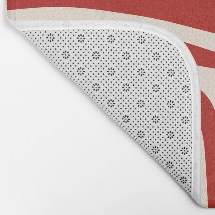 Palm Springs Retro Mid-Century Modern Abstract Minimalist Pattern Red and Almond Cream Bath Mat Gallery Image 2