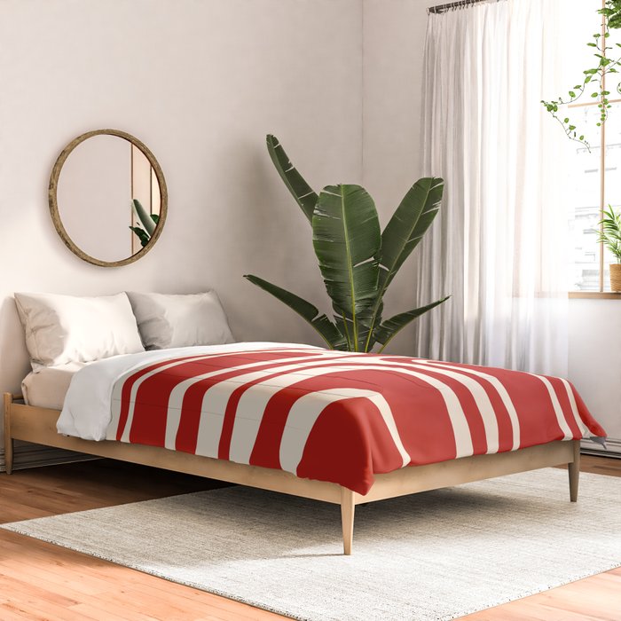 Palm Springs Retro Mid-Century Modern Abstract Minimalist Pattern Red and Almond Cream Comforter Gallery Image 2