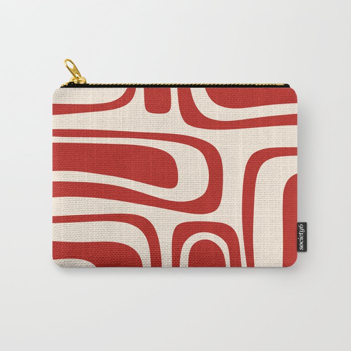 Palm Springs Retro Mid-Century Modern Abstract Minimalist Pattern Red and Almond Cream Carry All Pouch Gallery Image 1