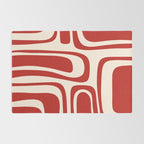 Palm Springs Retro Mid-Century Modern Abstract Minimalist Pattern Red and Almond Cream Rug Gallery Image 2