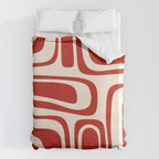 Palm Springs Retro Mid-Century Modern Abstract Minimalist Pattern Red and Almond Cream Duvet Cover Gallery Image 6