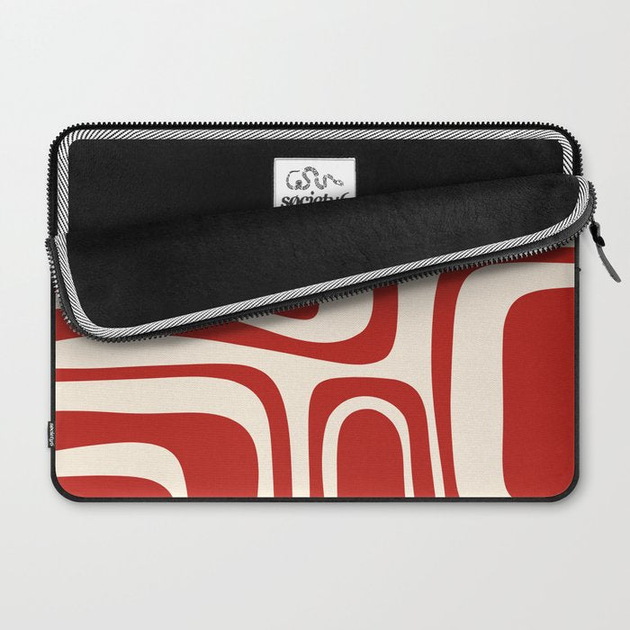 Palm Springs Retro Mid-Century Modern Abstract Minimalist Pattern Red and Almond Cream Laptop Sleeve Gallery Image 2