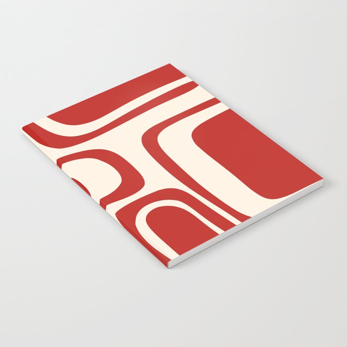 Palm Springs Retro Mid-Century Modern Abstract Minimalist Pattern Red and Almond Cream Notebook Gallery Image 2