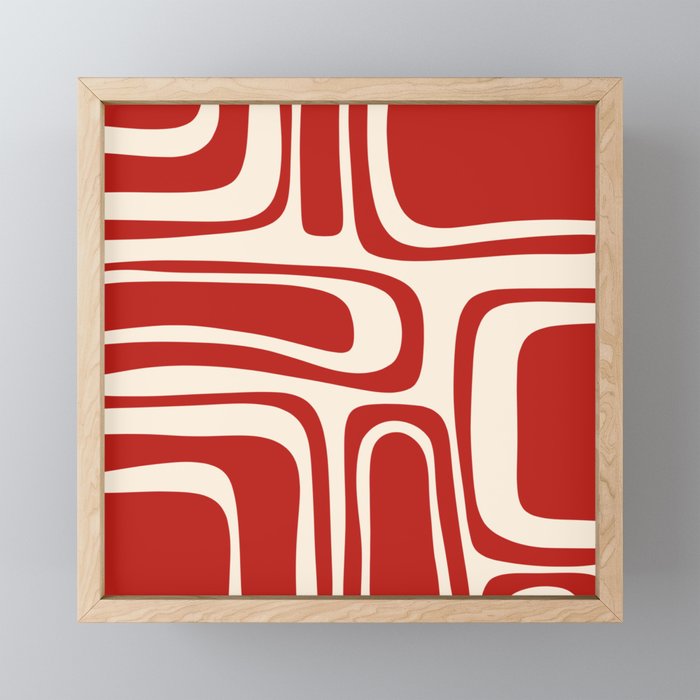 Palm Springs Retro Mid-Century Modern Abstract Minimalist Pattern Red and Almond Cream Mini Art Print Gallery Image 1