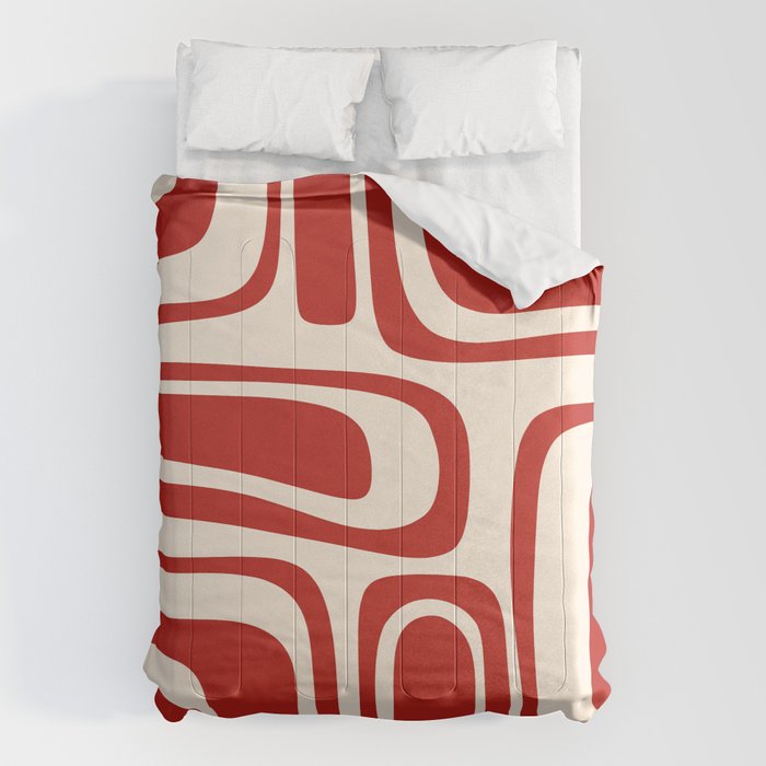 Palm Springs Retro Mid-Century Modern Abstract Minimalist Pattern Red and Almond Cream Comforter Gallery Image 6