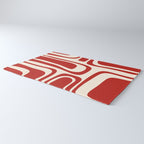 Palm Springs Retro Mid-Century Modern Abstract Minimalist Pattern Red and Almond Cream Rug Gallery Image 3
