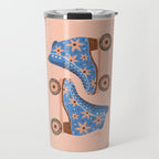 Retro Roller Skates - Blue & Peach Palette Travel Mug Gallery Image 1