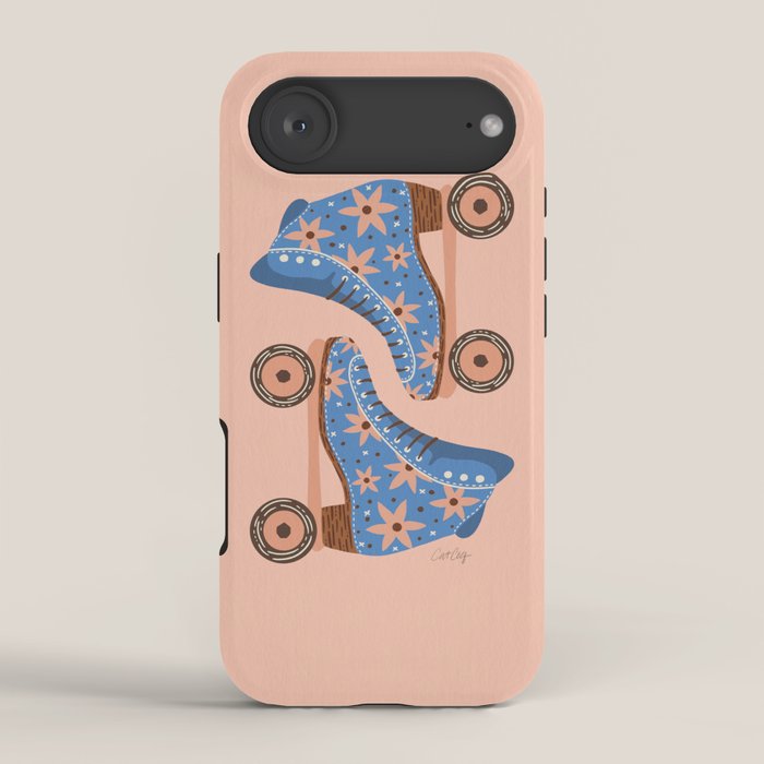 Retro Roller Skates - Blue & Peach Palette iPhone Case Gallery Image 2