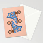 Retro Roller Skates - Blue & Peach Palette Stationery Card Gallery Image 2