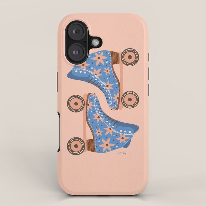 Retro Roller Skates - Blue & Peach Palette iPhone Case Gallery Image 1