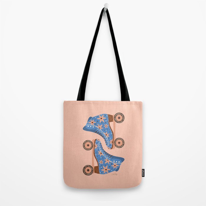 Retro Roller Skates - Blue & Peach Palette Tote Bag Gallery Image 2