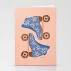 Retro Roller Skates - Blue & Peach Palette Stationery Card Gallery Image 2