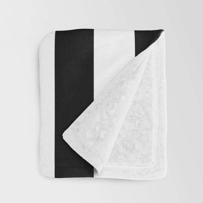 Midnight Black and White Stripes Throw Blanket Gallery Image 3