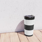 Midnight Black and White Stripes Travel Mug Gallery Image 4