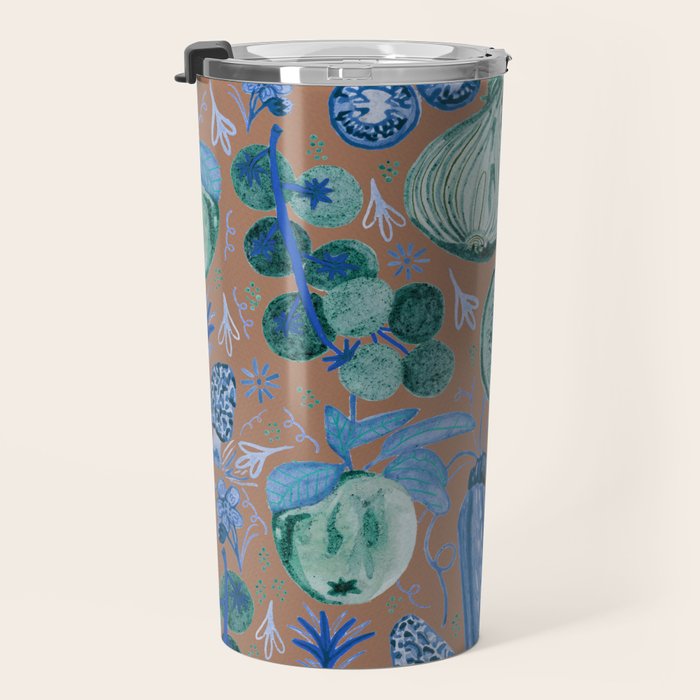 Garden Vegetables & Fresh Fruit in Blue Midnight Travel Mug Gallery Image 3