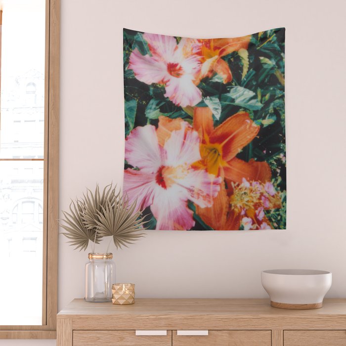 hibiscus lilly | double exposure Wall Tapestry Gallery Image 2