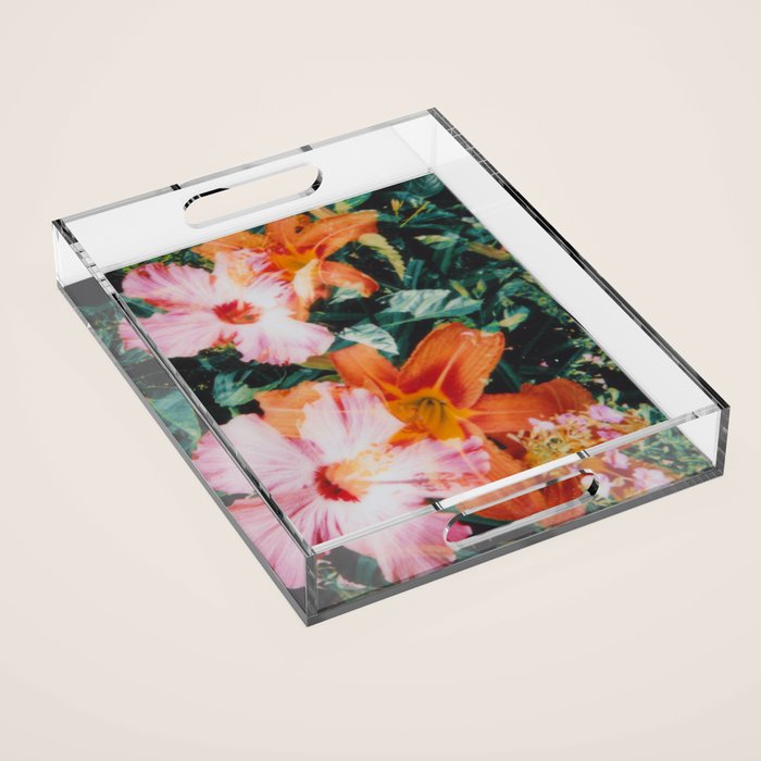 hibiscus lilly | double exposure Acrylic Tray Gallery Image 1
