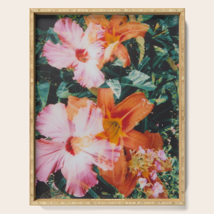 hibiscus lilly | double exposure Serving Tray Gallery Image 1