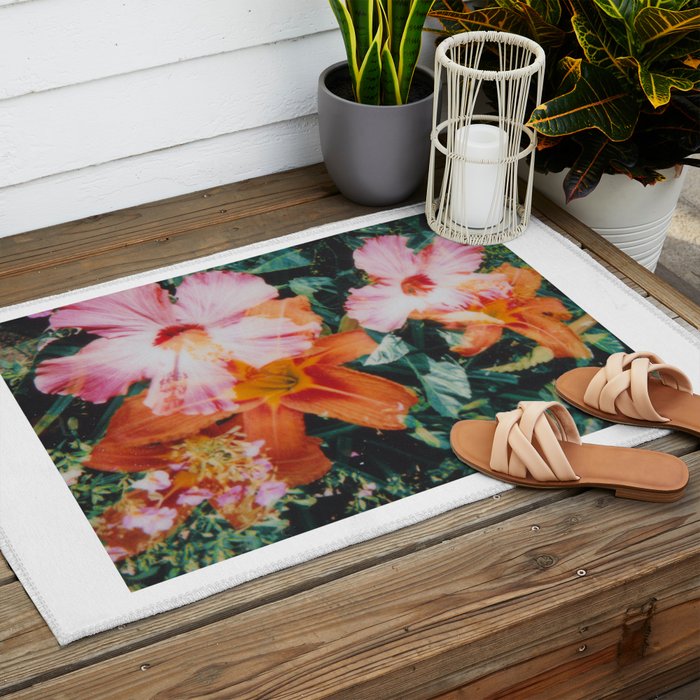 hibiscus lilly | double exposure Outdoor Rug Gallery Image 2