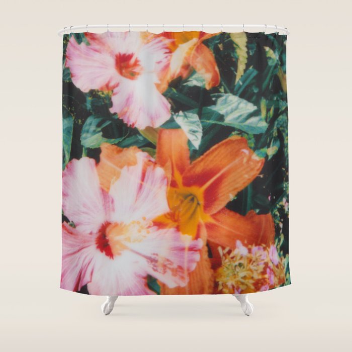 hibiscus lilly | double exposure Shower Curtain Gallery Image 1
