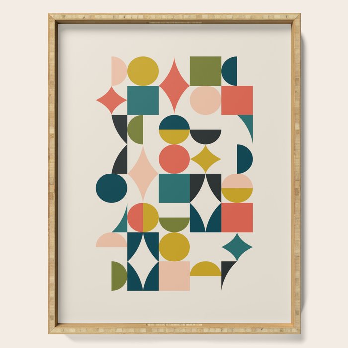 Mid Century Modern Abstract Colorful Shapes Funky Cool Minimalist Pattern Serving Tray Gallery Image 1