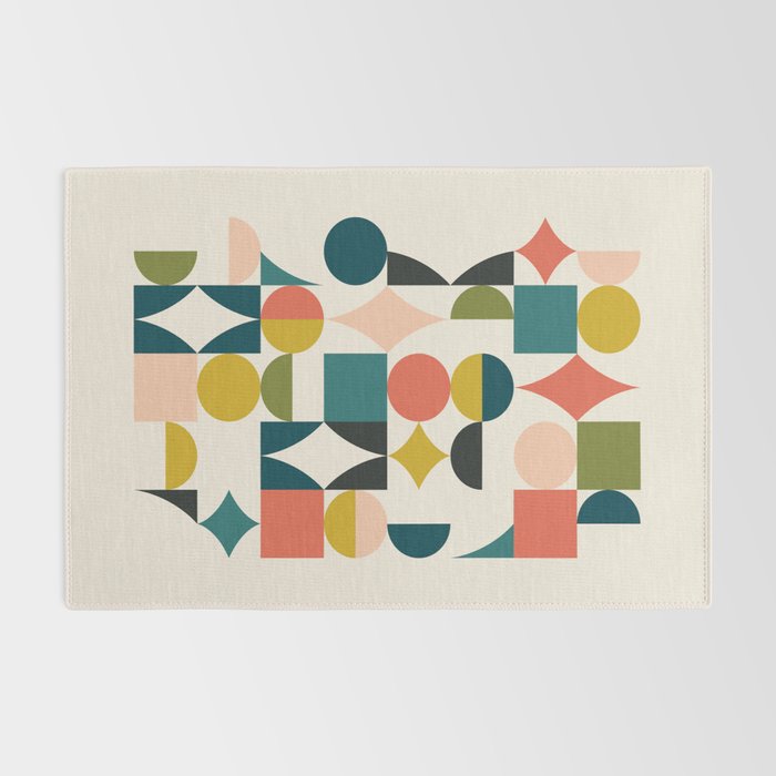 Mid Century Modern Abstract Colorful Shapes Funky Cool Minimalist Pattern Rug Gallery Image 2