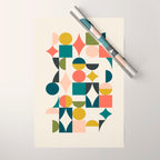 Mid Century Modern Abstract Colorful Shapes Funky Cool Minimalist Pattern Wrapping Paper Gallery Image 1