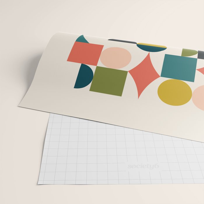 Mid Century Modern Abstract Colorful Shapes Funky Cool Minimalist Pattern Wrapping Paper Gallery Image 2