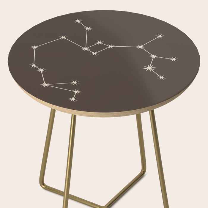 Sagittarius Zodiac Star Constellation Line Art Coffee Brown Side Table Gallery Image 2