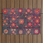 Karshi  Suzani  Antique Uzbekistan Embroidery Print Outdoor Rug Gallery Image 1