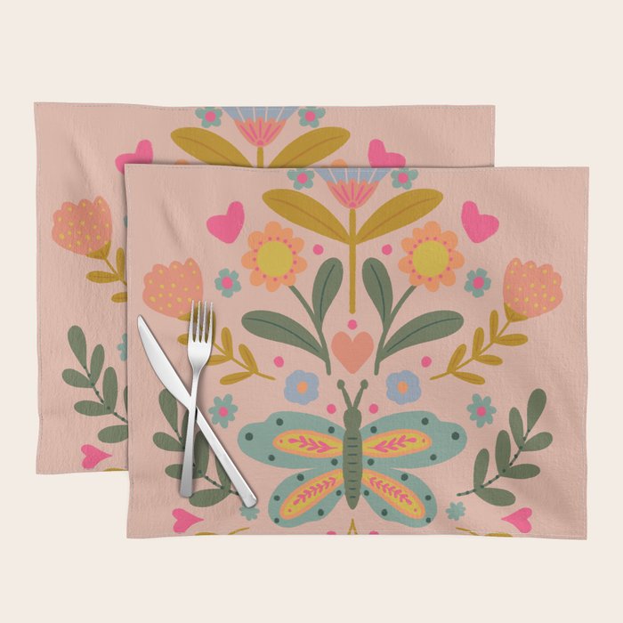 Folksy Floral Butterfly  Placemat Gallery Image 1