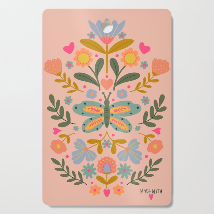 Folksy Floral Butterfly  Cutting Board Gallery Image 1