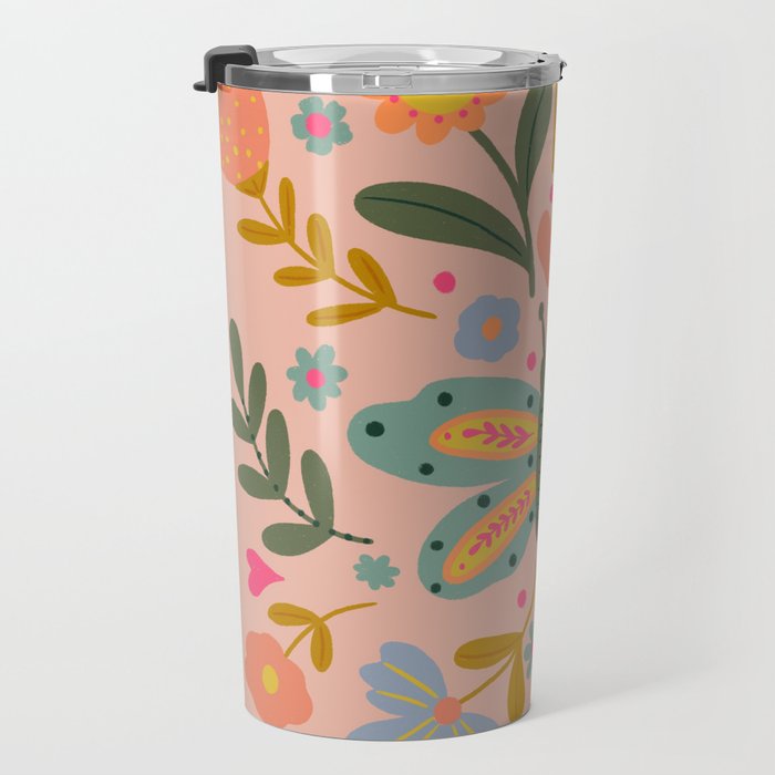 Folksy Floral Butterfly  Travel Mug Gallery Image 3